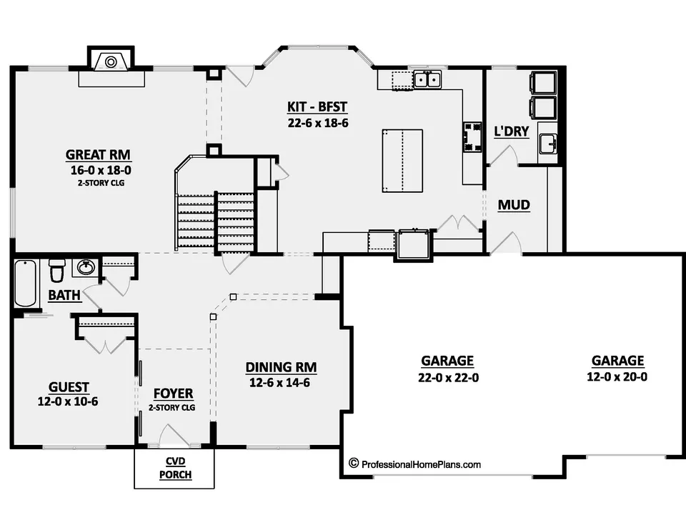 The Hanover main level floor plan